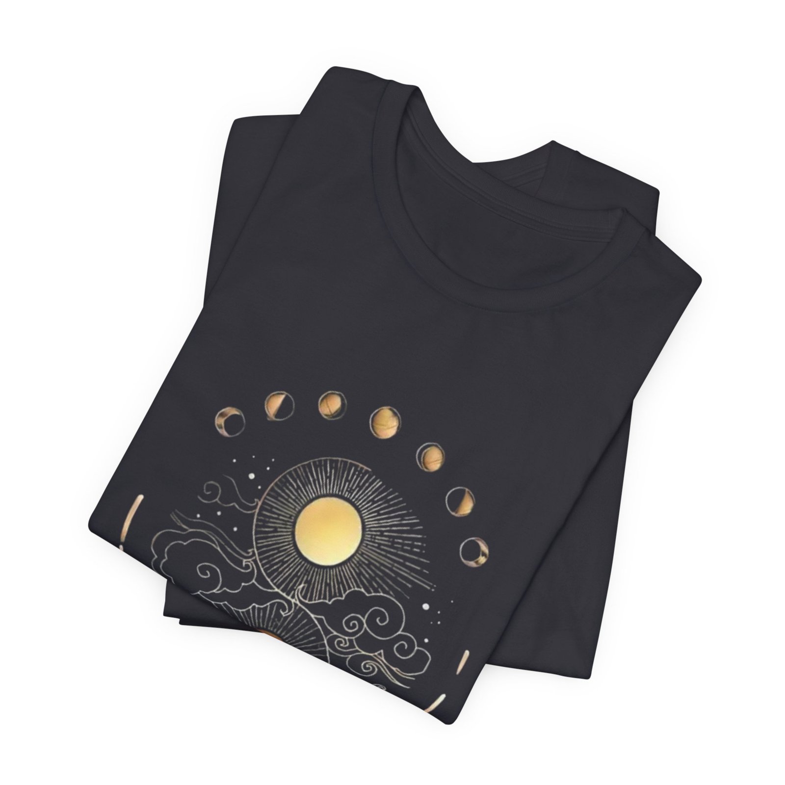 Celestial Phases Unisex Tee, Astrology Shirt, Lunar Cycle T-Shirt, Gift for Astronomers, Black Graphic Tee, Horoscope Apparel - Image 11