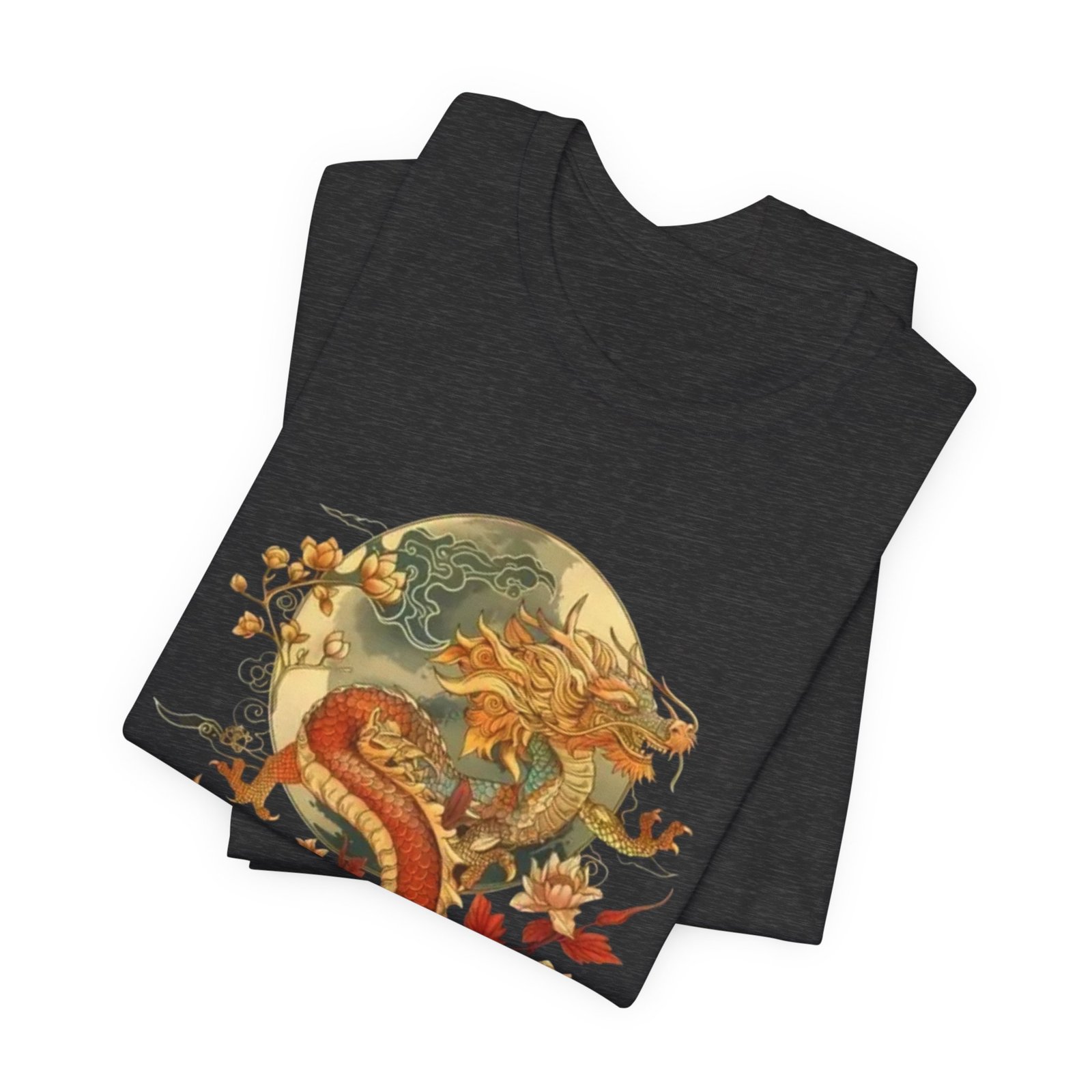 Autumn Koi Dragon T-Shirt | Vintage Floral Moon Illustration - Image 27