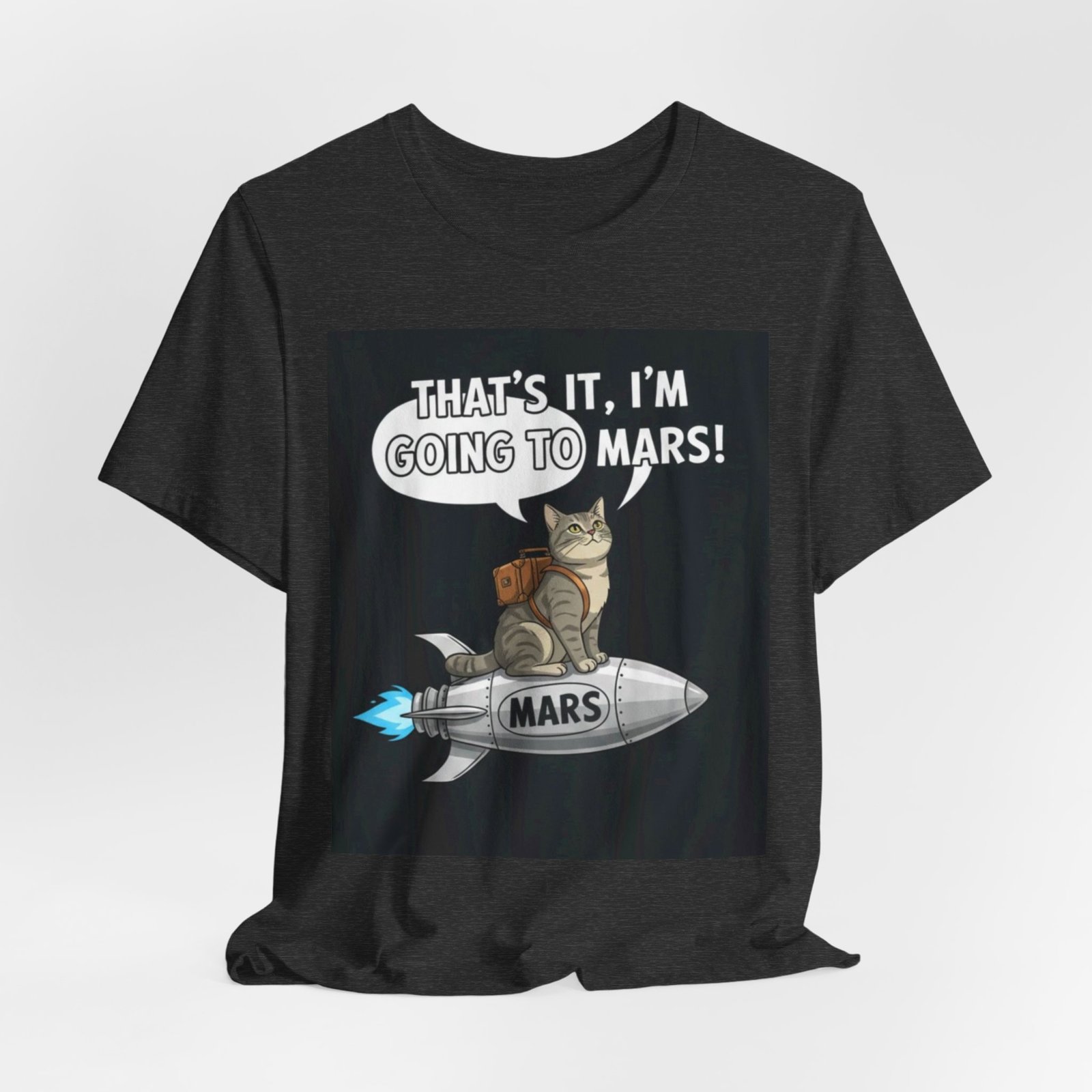 Cat on Rocket Going to Mars T-Shirt | Funny Space Graphic Tee - Image 16