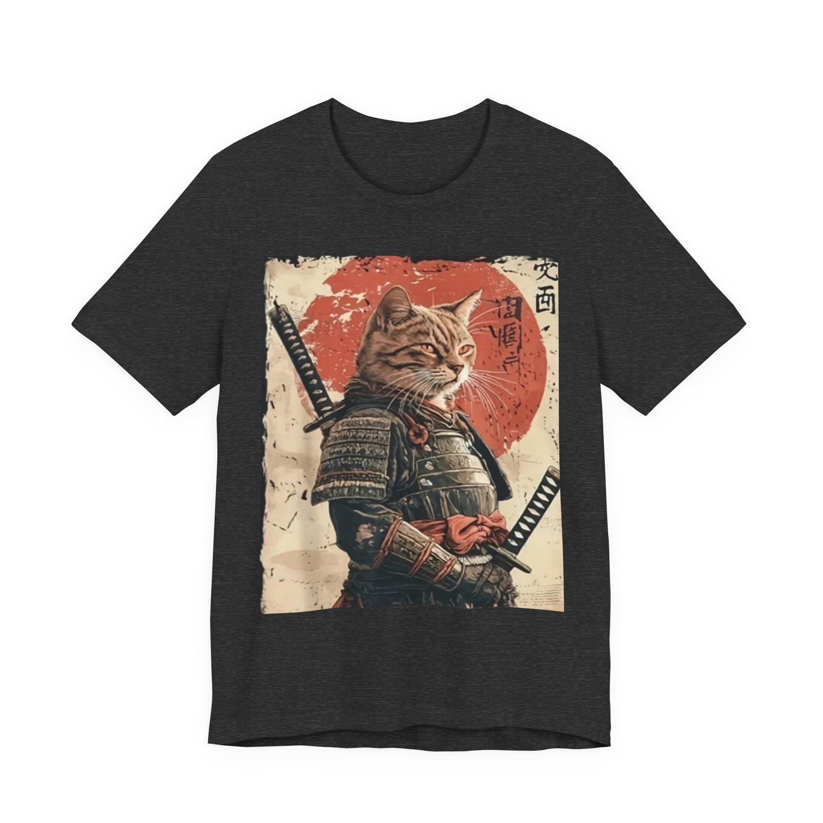 Samurai Cat illustration Tee | Kitty Warrior, Japanese Sun, Swords - Image 17