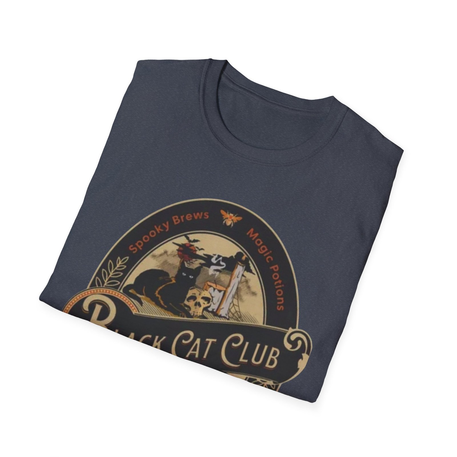 Black Cat Club T-Shirt | Vintage Halloween Moon Cat Design - Image 24