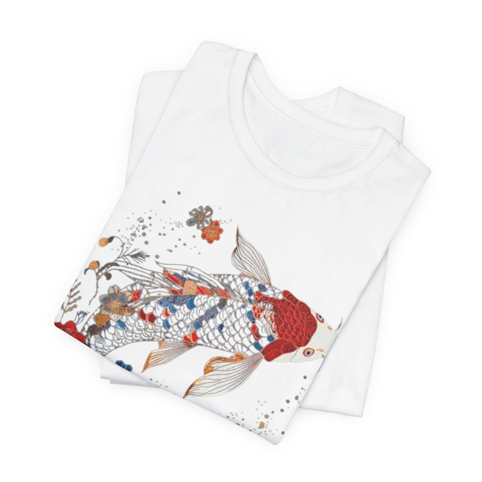Koi Fish Illustration T-Shirt | Floral Japanese Carp Tee - Image 7