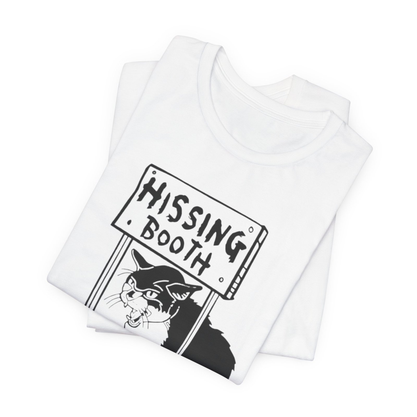 Hissing Booth cat illustration T-Shirt | Funny Cat Shirt, Black & White Sketch - Image 7