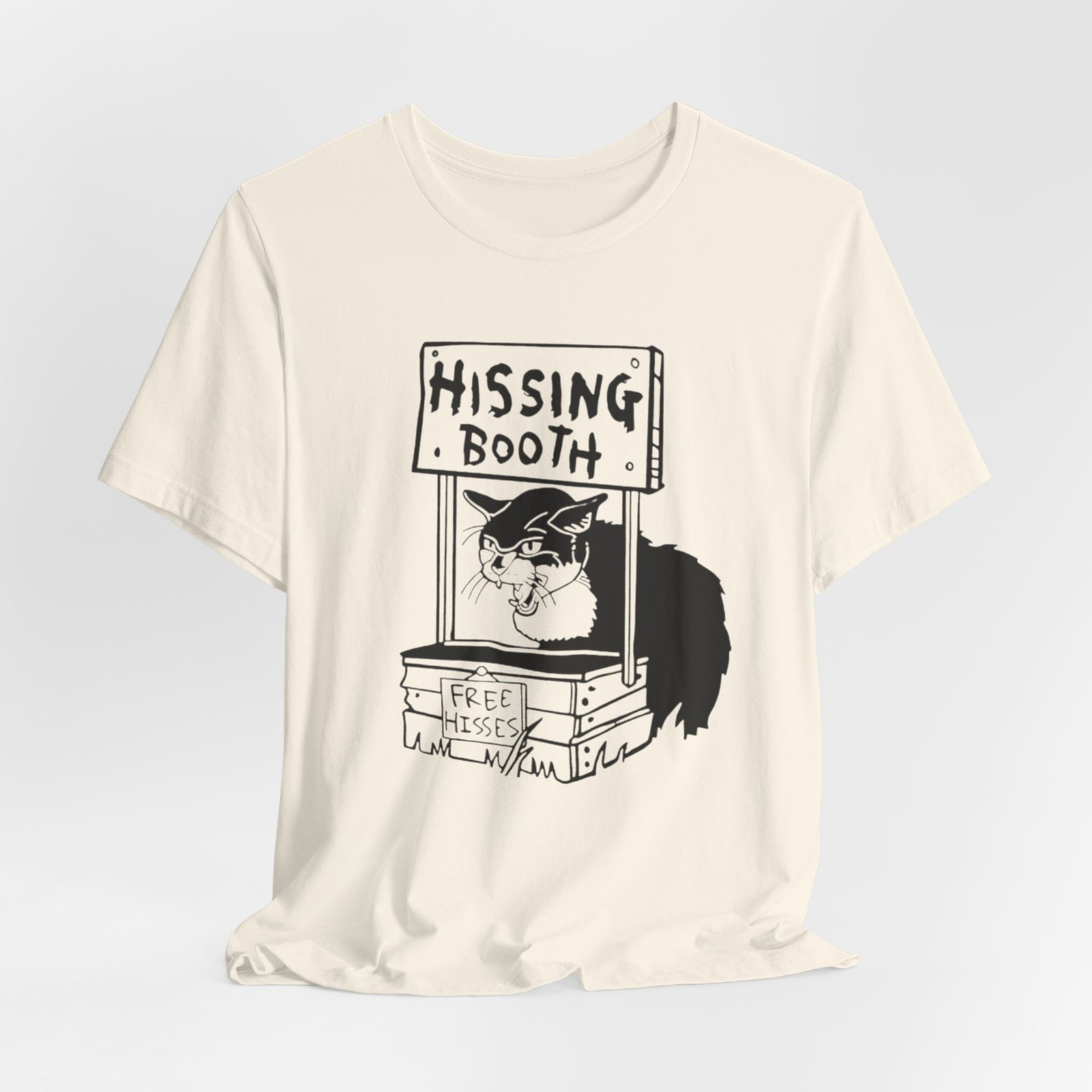 Hissing Booth cat illustration T-Shirt | Funny Cat Shirt, Black & White Sketch - Image 12
