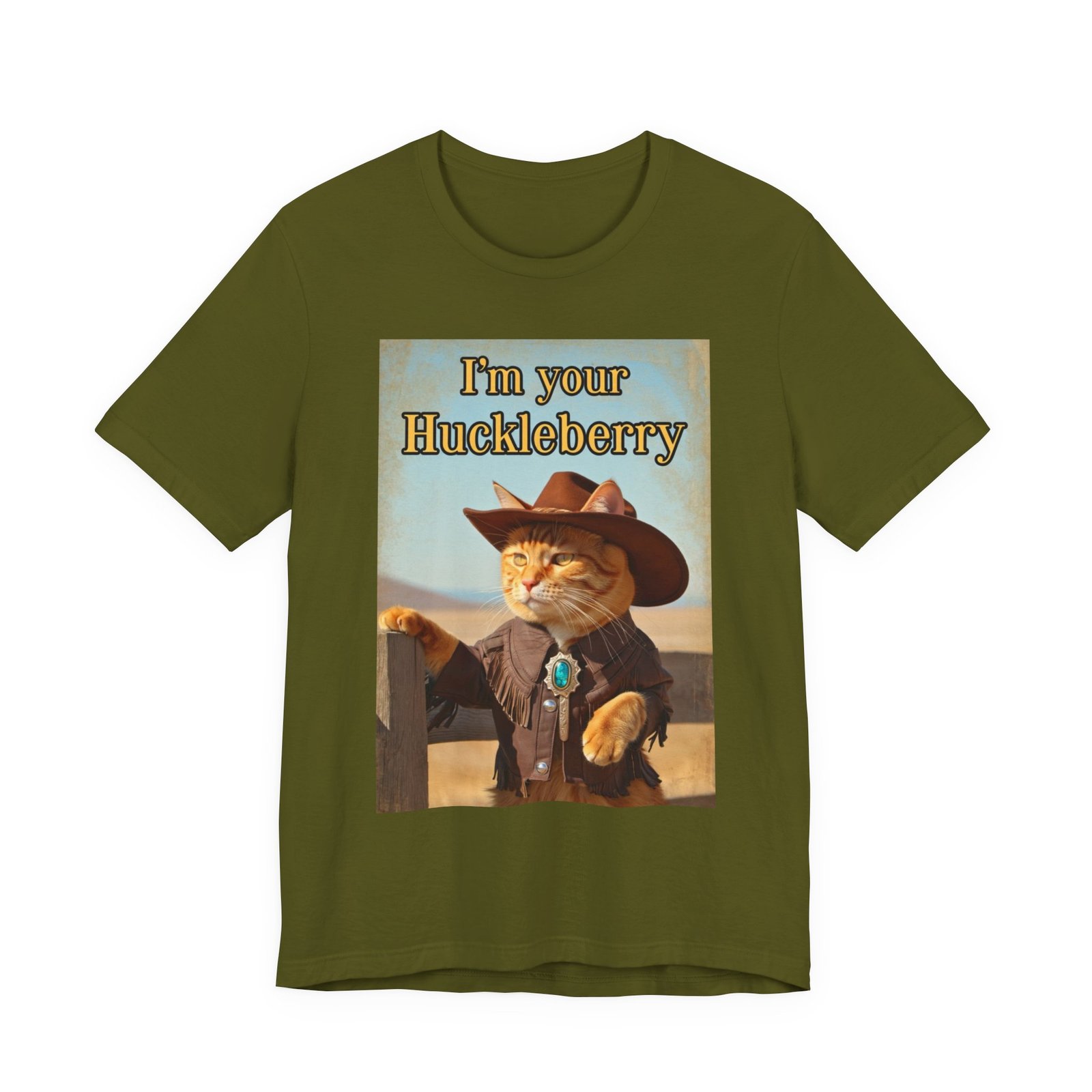 Im Your Huckleberry cat cowboy tee | Western Cat Graphic Tee - Image 13