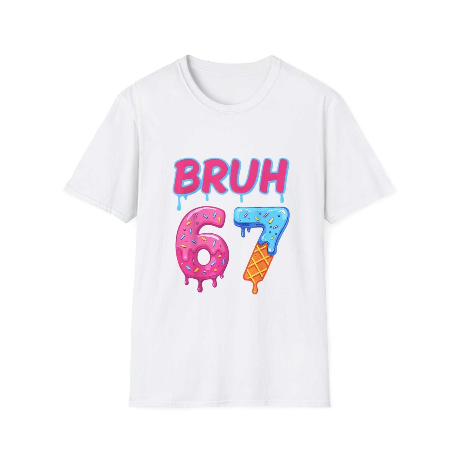 BRUH 67 drippy donut & ice cream numbers T-Shirt | colorful graphic tee - Image 5