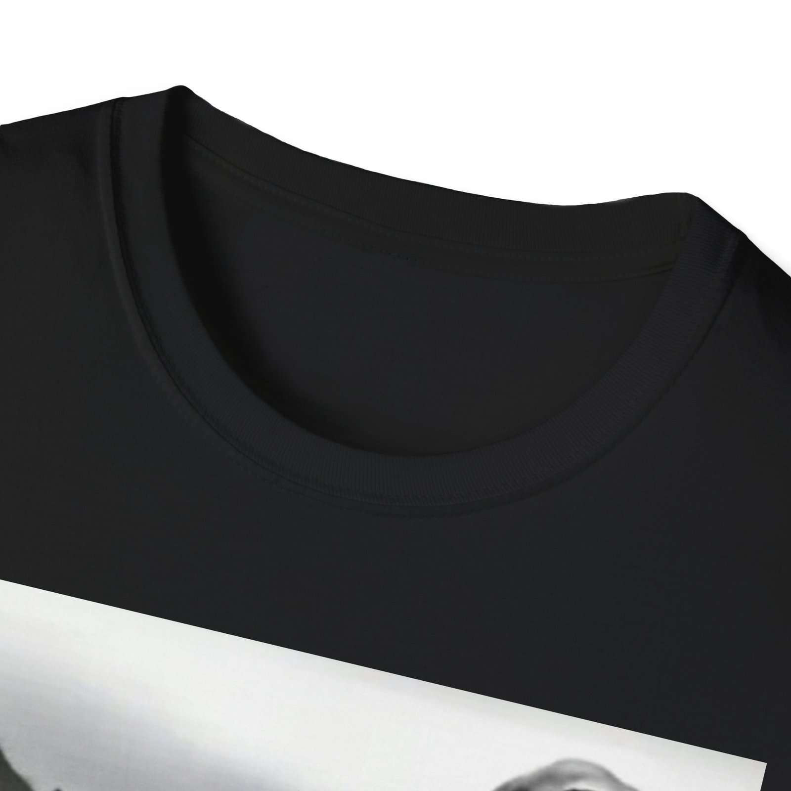 Surprised Cat on Loch Ness Monster T-Shirt | Retro Monochrome Illustration - Image 3