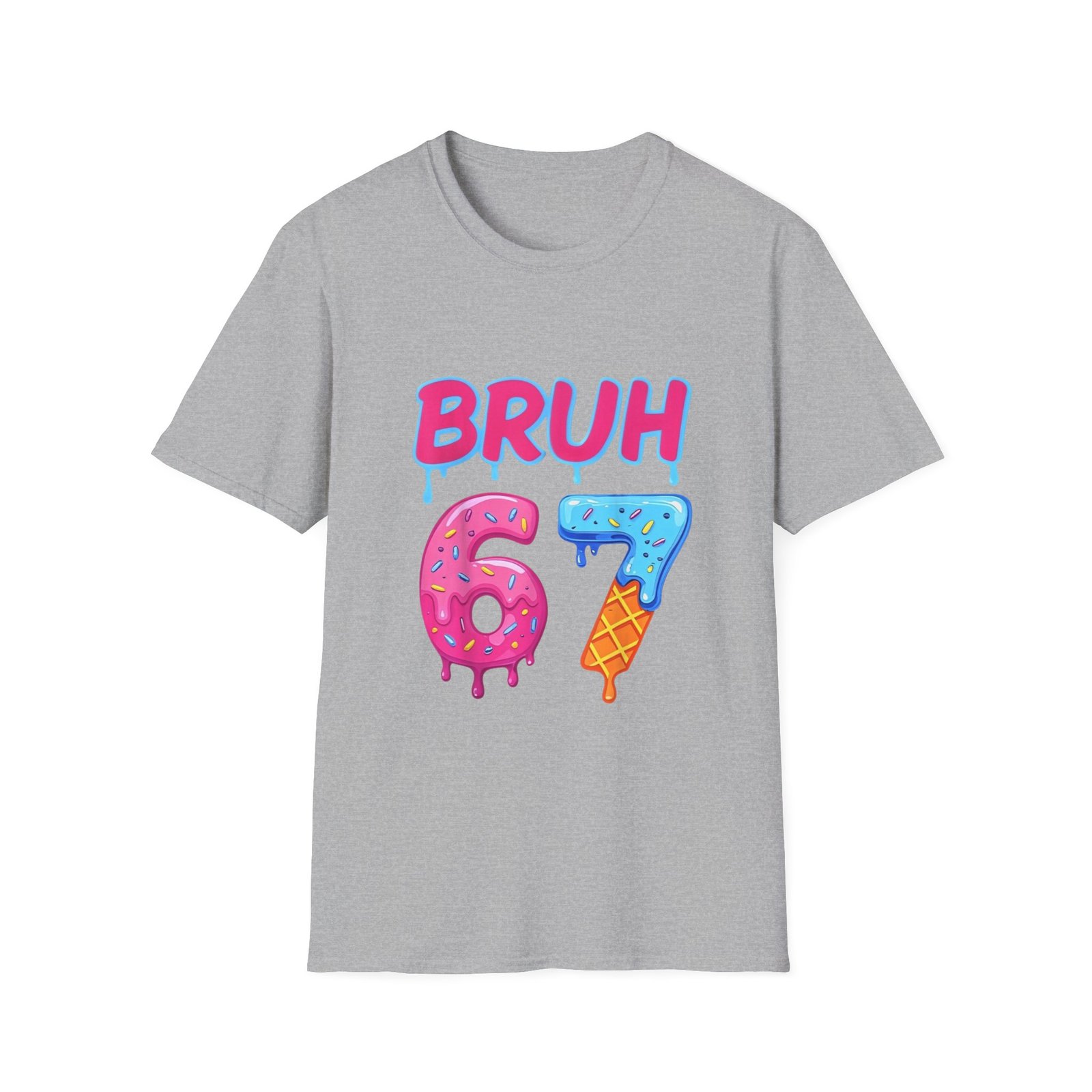 BRUH 67 drippy donut & ice cream numbers T-Shirt | colorful graphic tee - Image 9