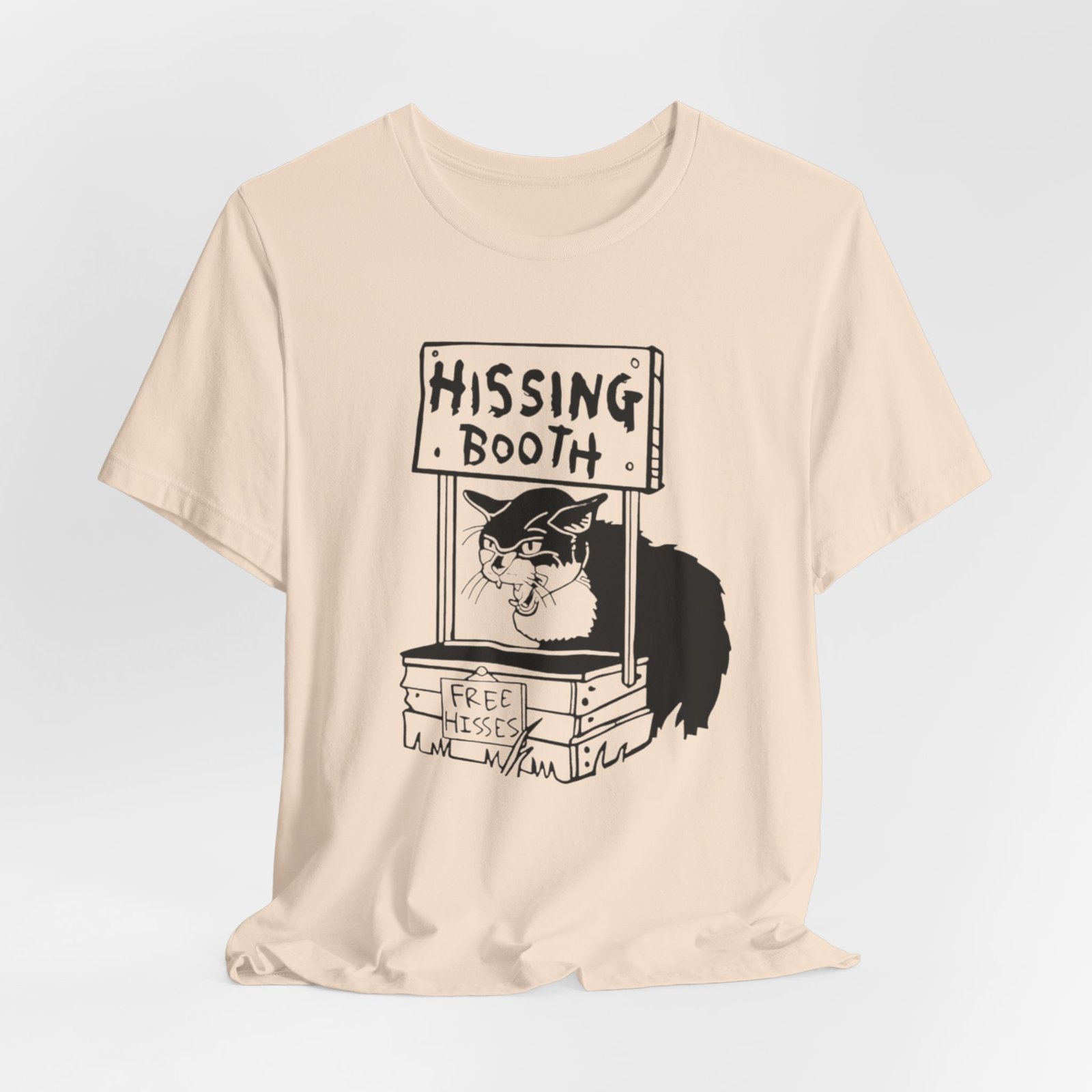 Hissing Booth cat illustration T-Shirt | Funny Cat Shirt, Black & White Sketch - Image 16