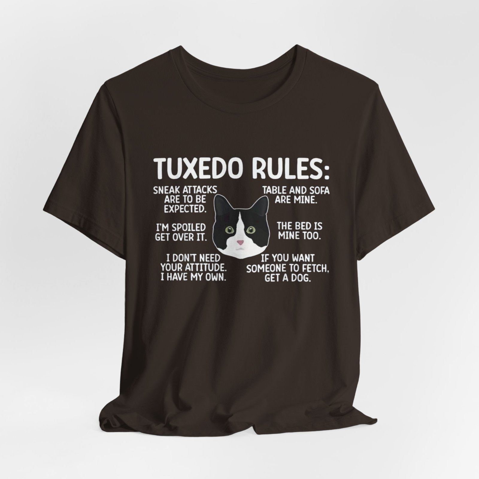 Tuxedo Cat Rules T-Shirt | Funny Cat Quotes Tee - Image 8