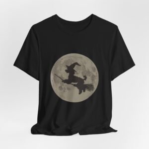 Poodle tee, Witchy Moon Graphic Tee, Spooky Halloween Shirt, Unisex Tee for Fall, Witch Costume Top, Magical Gift for Her