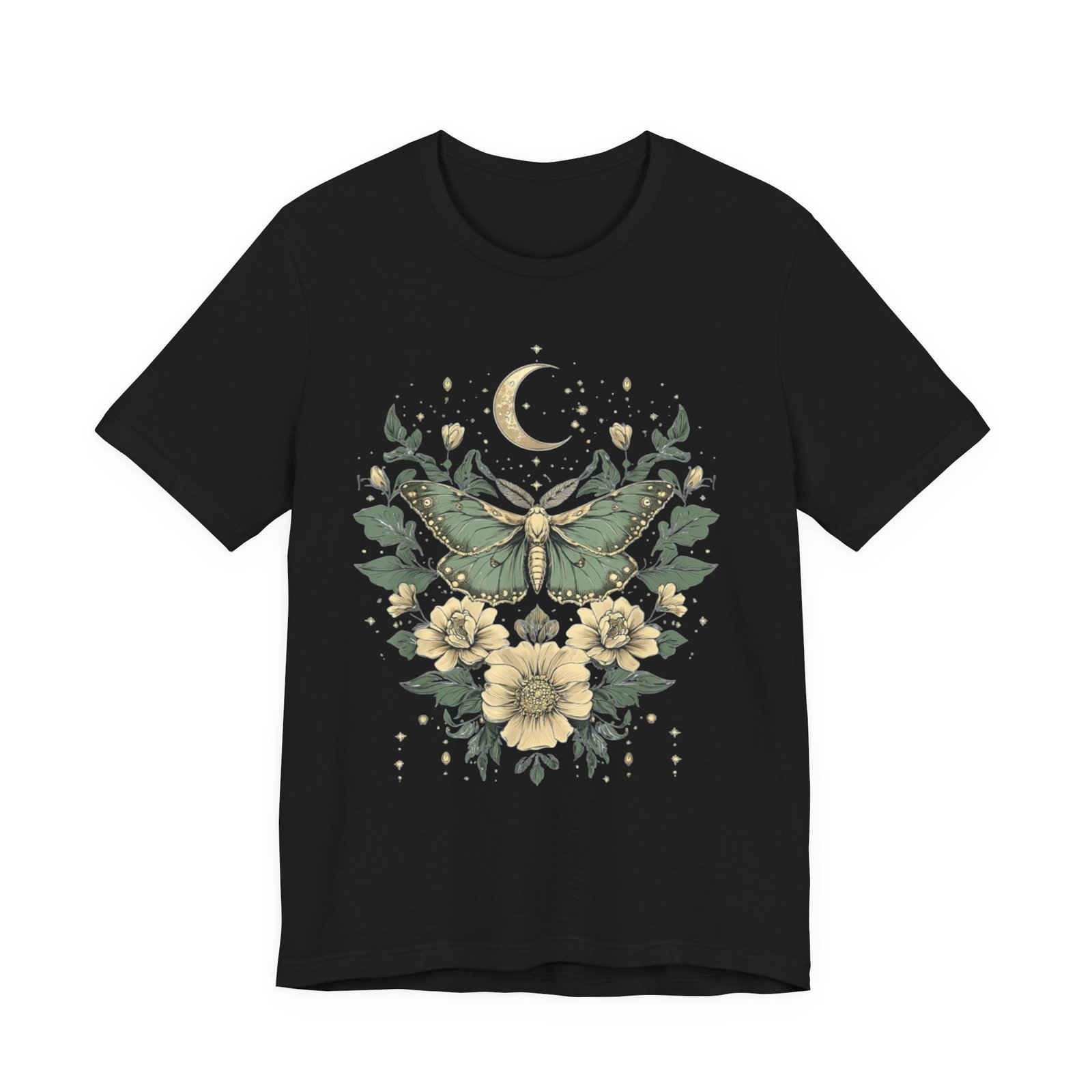 Cottage Core Moth Moon Phases Tee, Goblin Aesthetic Shirt, Unisex Nature T-Shirt, Witchy Boho Top, Lunar Celestial Clothing - Image 2