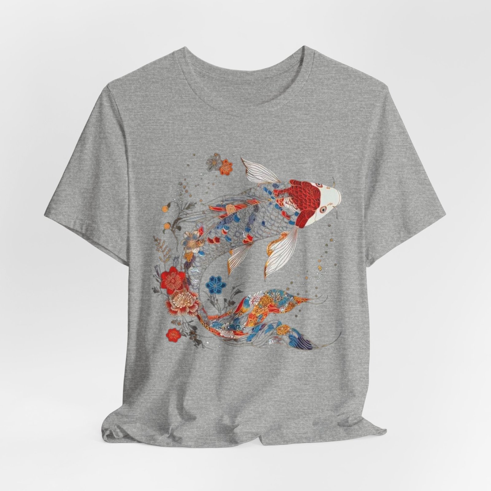 Koi Fish Illustration T-Shirt | Floral Japanese Carp Tee - Image 28
