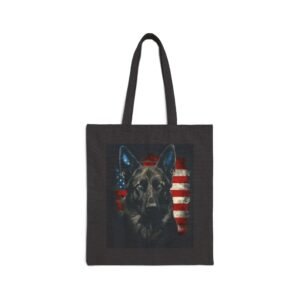 Patriotic German Shepherd Tote Bag - American Flag Dog Canvas Tote