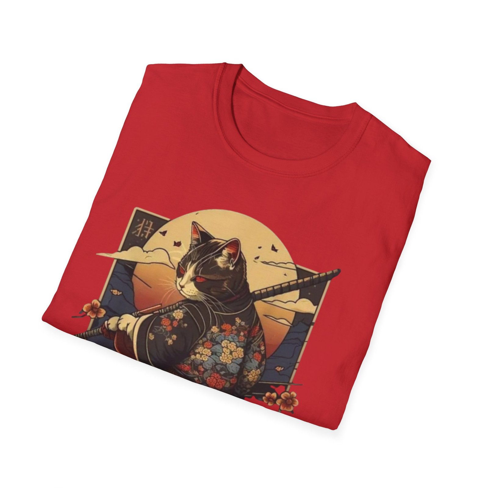 Samurai Cat Illustration T-Shirt | Japanese Kimono Cat Graphic Tee - Image 28