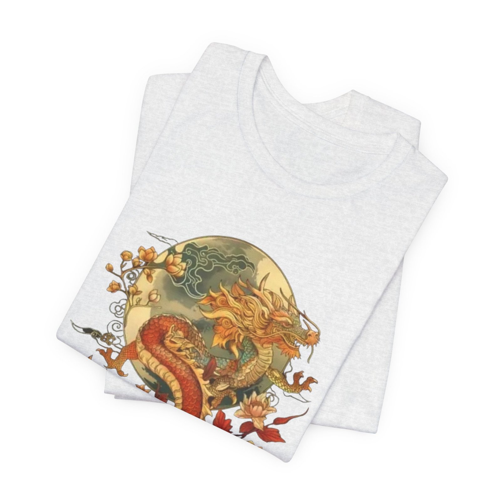 Autumn Koi Dragon T-Shirt | Vintage Floral Moon Illustration - Image 11