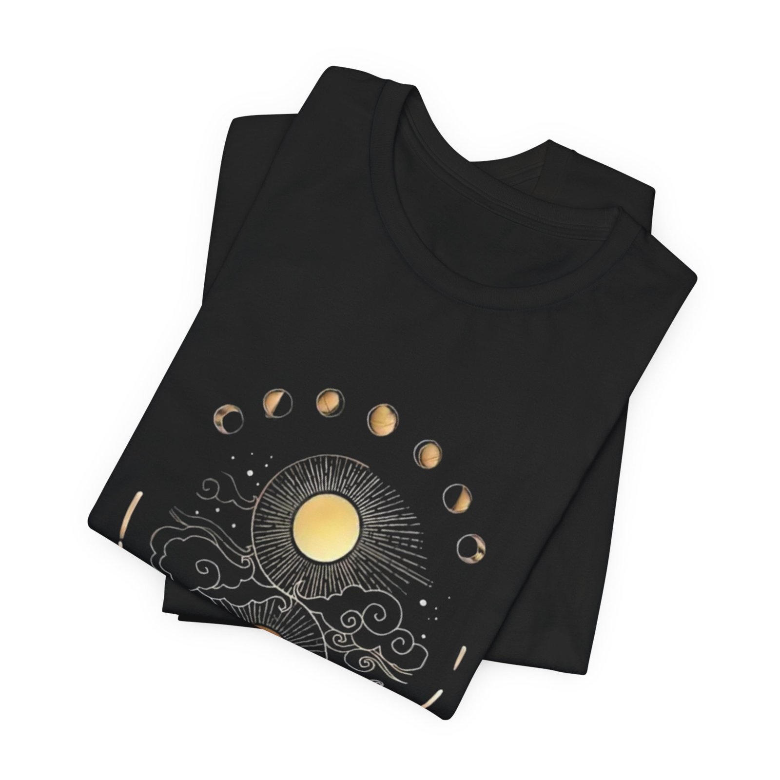 Celestial Phases Unisex Tee, Astrology Shirt, Lunar Cycle T-Shirt, Gift for Astronomers, Black Graphic Tee, Horoscope Apparel - Image 4