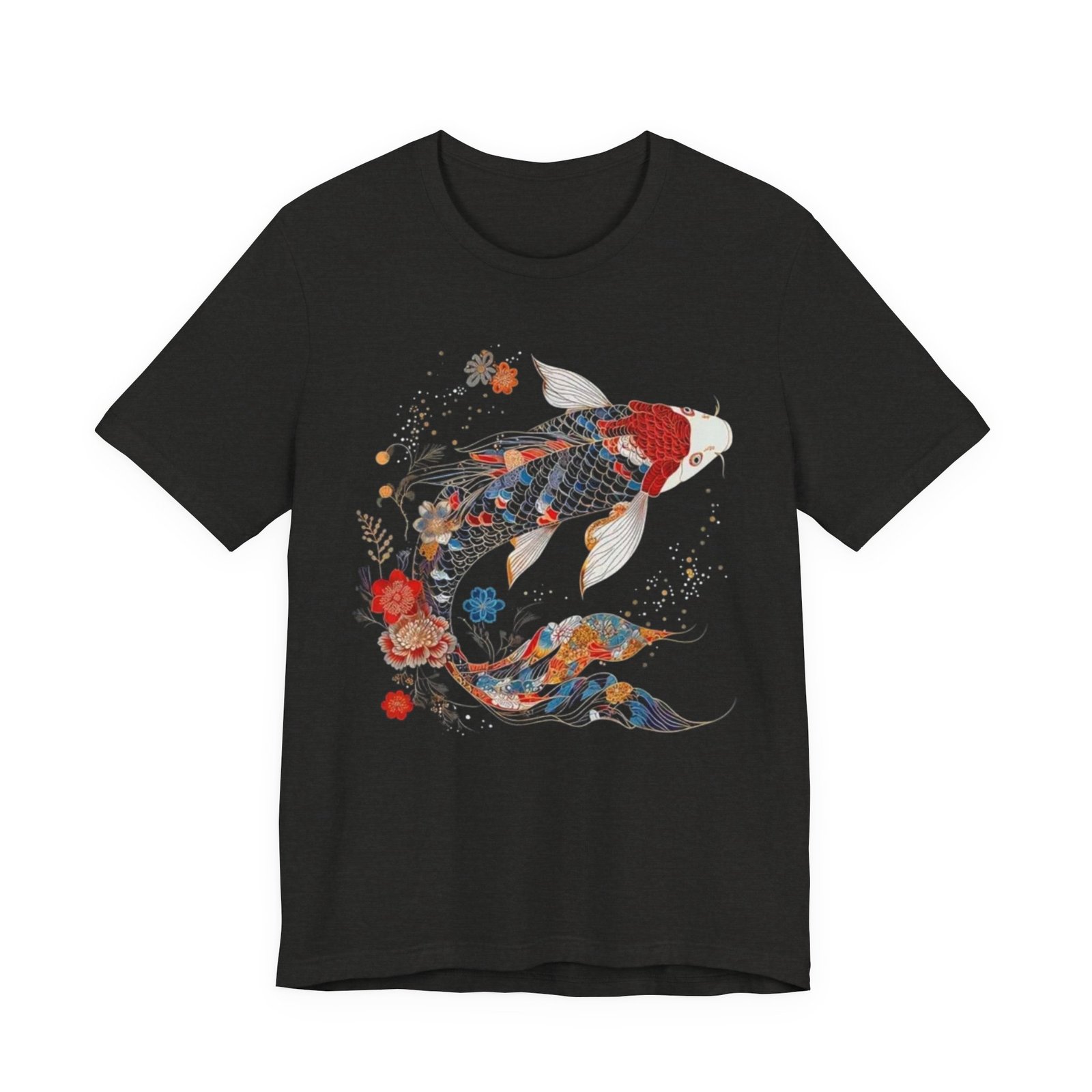 Koi Fish Illustration T-Shirt | Floral Japanese Carp Tee - Image 17