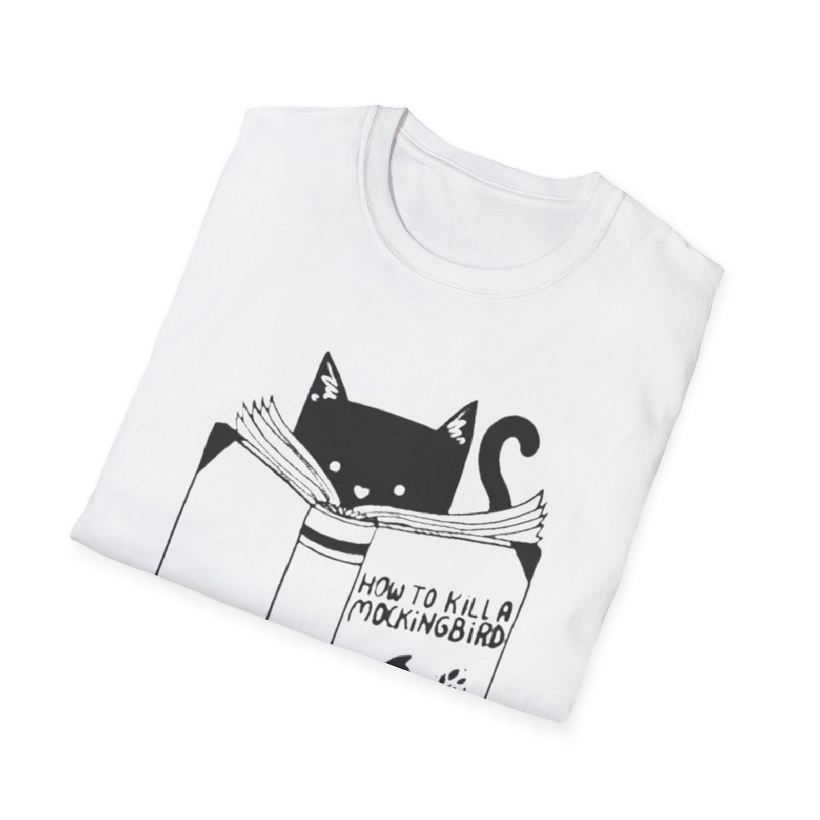 Black Cat Reading Book T-Shirt | Cat Lover Graphic Tee - Image 8