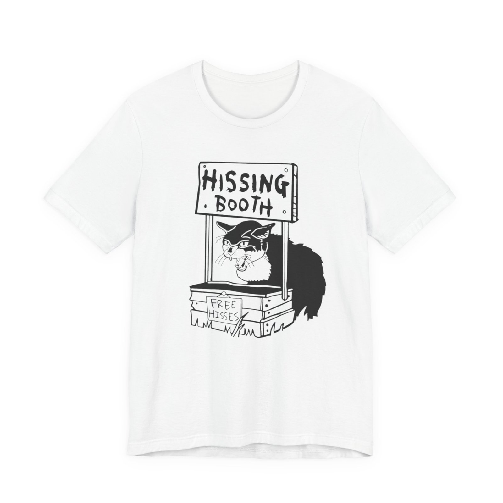 Hissing Booth cat illustration T-Shirt | Funny Cat Shirt, Black & White Sketch - Image 5