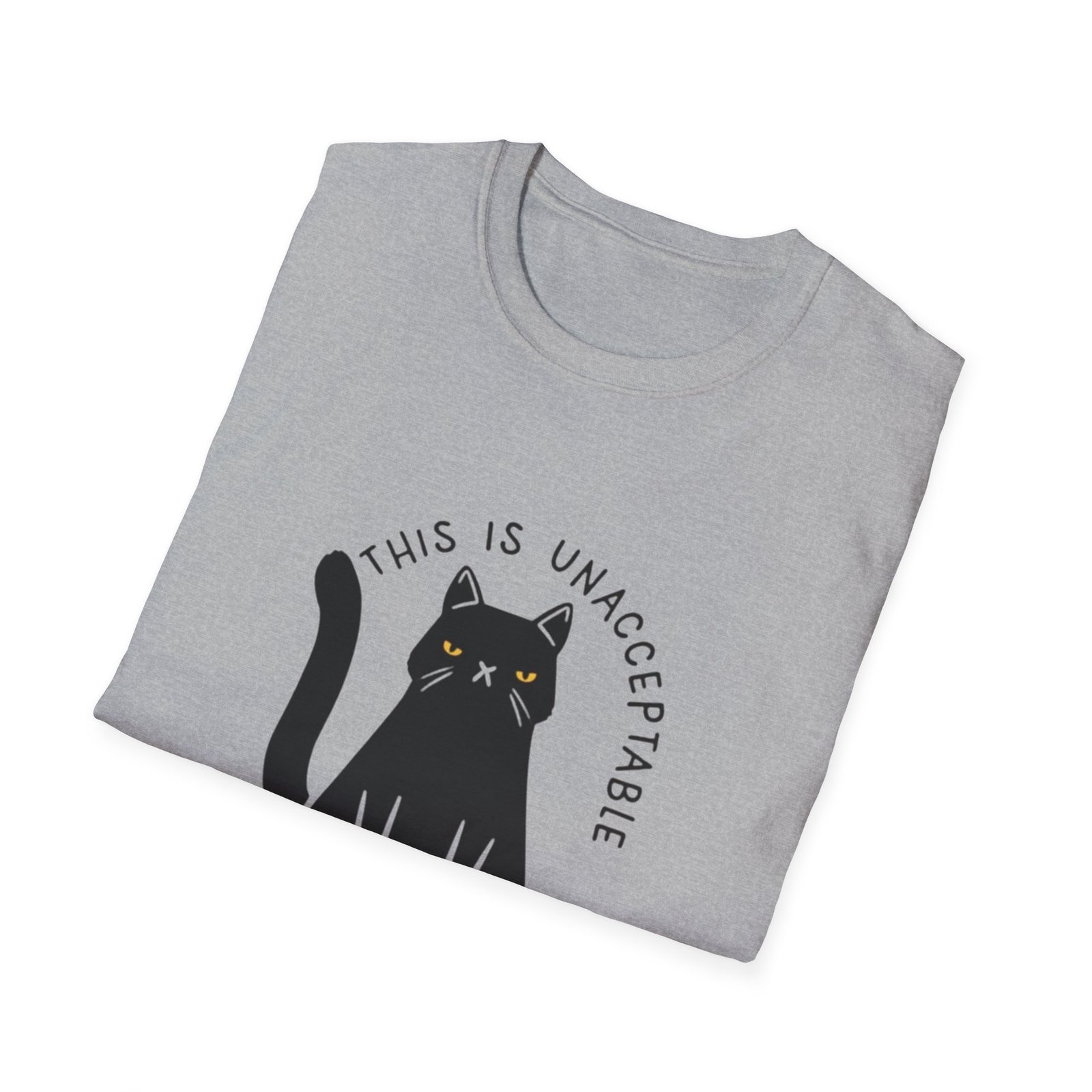 This Is Unacceptable Cat T-Shirt | Grumpy Black Cat Illustration - Image 4