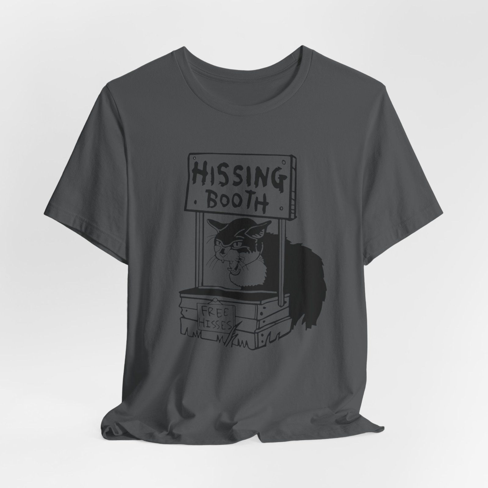 Hissing Booth cat illustration T-Shirt | Funny Cat Shirt, Black & White Sketch - Image 32