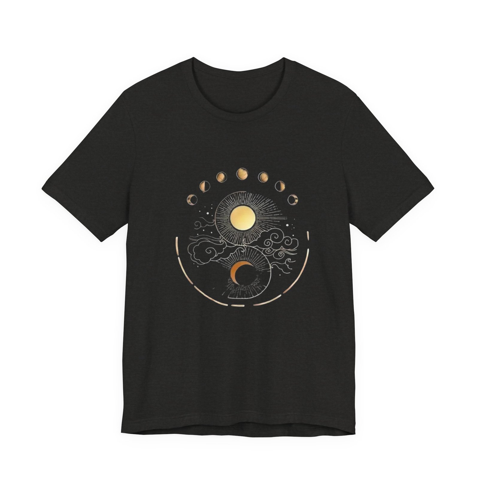 Celestial Phases Unisex Tee, Astrology Shirt, Lunar Cycle T-Shirt, Gift for Astronomers, Black Graphic Tee, Horoscope Apparel - Image 5