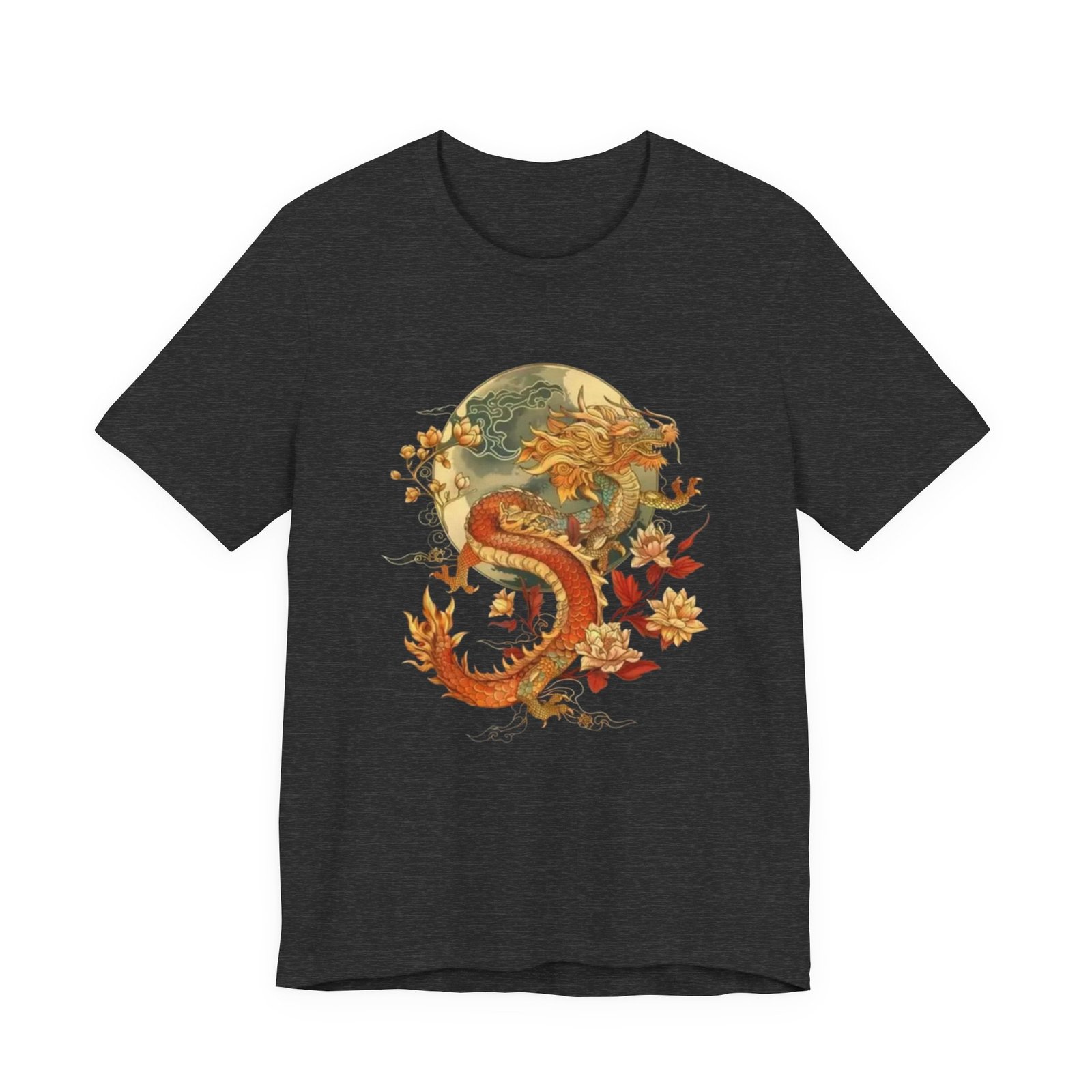 Autumn Koi Dragon T-Shirt | Vintage Floral Moon Illustration - Image 25