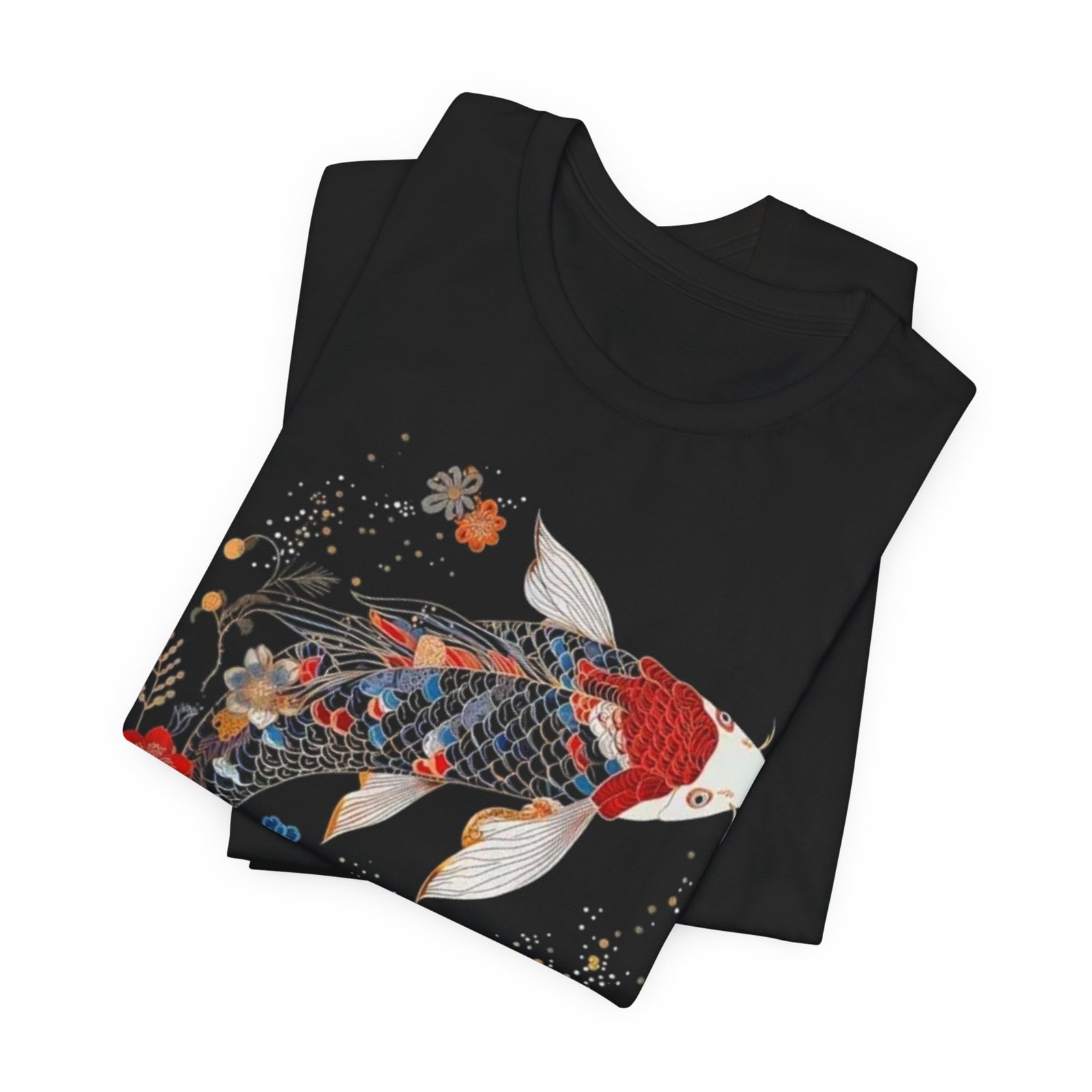 Koi Fish Illustration T-Shirt | Floral Japanese Carp Tee - Image 4