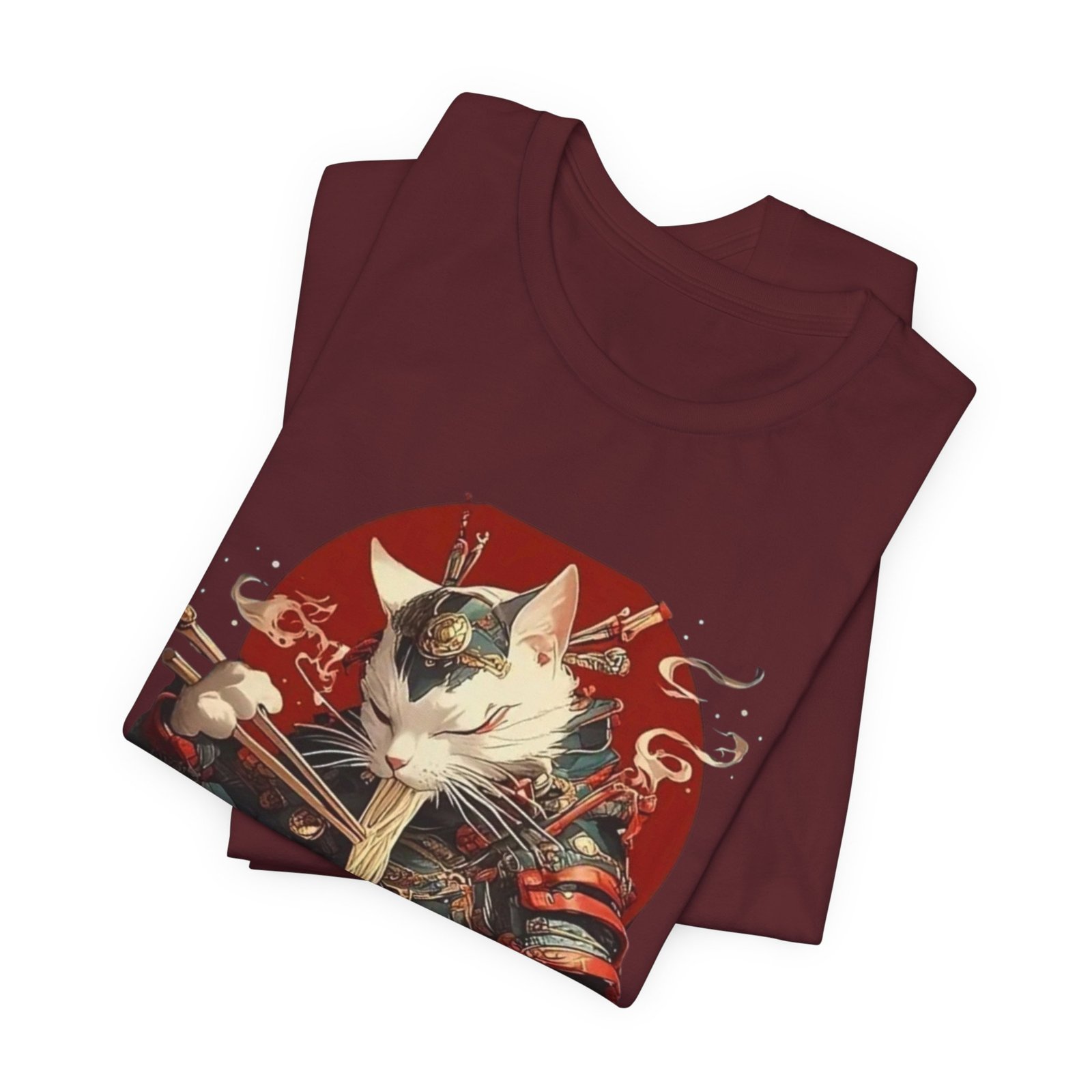 Samurai Cat Eating Ramen Tee | Japanese Neko Bowl, Anime-Inspired Shirt - Image 23