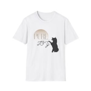 Pure Joy Dog T-Shirt | Cat Silhouette, Retro Sun Script