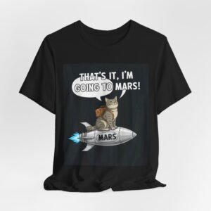 Cat on Rocket Going to Mars T-Shirt | Funny Space Graphic Tee