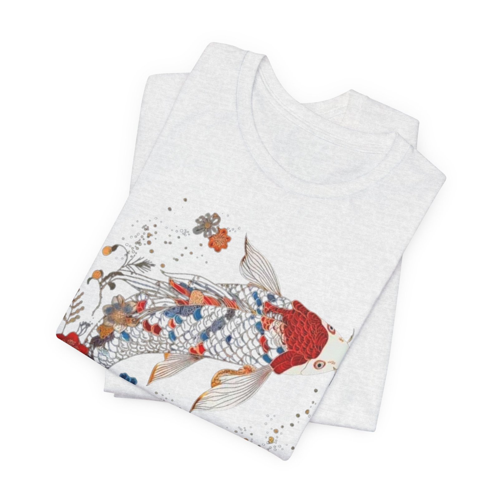 Koi Fish Illustration T-Shirt | Floral Japanese Carp Tee - Image 11