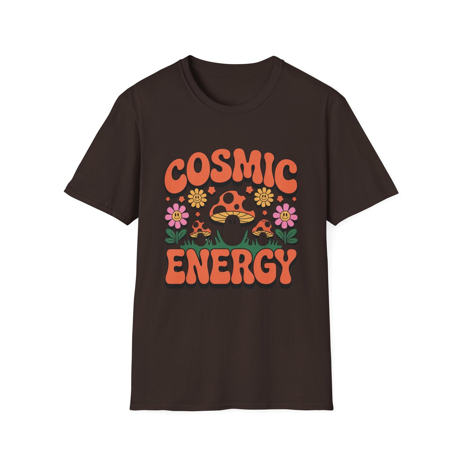 Cosmic Energy mushroom design T-Shirt | retro flowers, groovy psychedelic art - Image 13