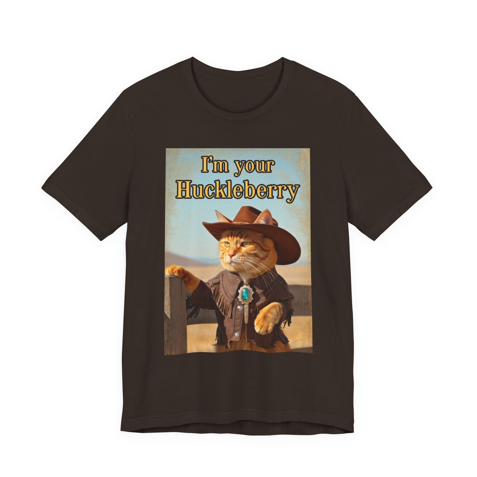 Im Your Huckleberry cat cowboy tee | Western Cat Graphic Tee - Image 5