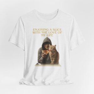 Enjoying a Slice With the Love of My Life T-Shirt | Cat Pizza Tee