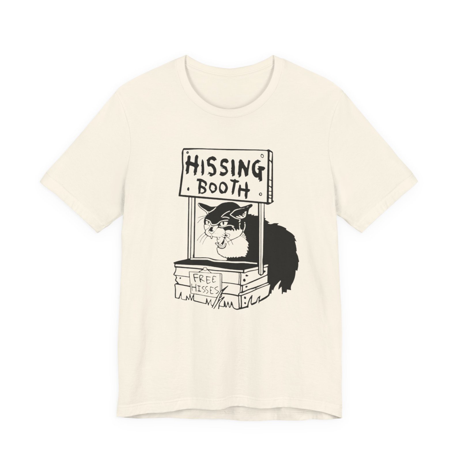 Hissing Booth cat illustration T-Shirt | Funny Cat Shirt, Black & White Sketch - Image 9