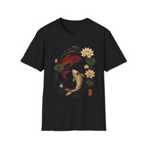 Koi Fish Lotus Illustration T-Shirt | Japanese Carp Yin Yang