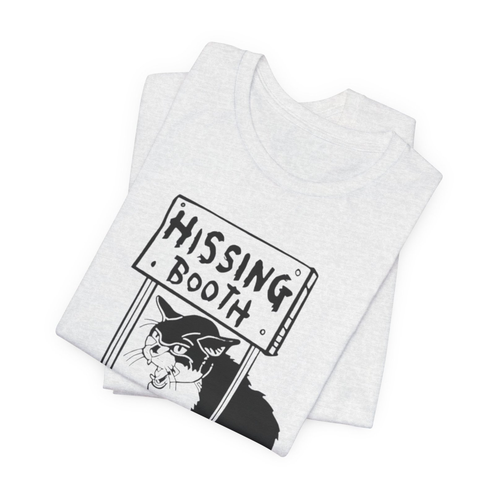 Hissing Booth cat illustration T-Shirt | Funny Cat Shirt, Black & White Sketch - Image 4