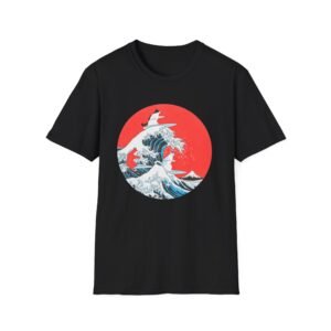 Great Wave surf circle graphic T-Shirt | Japanese wave artwork