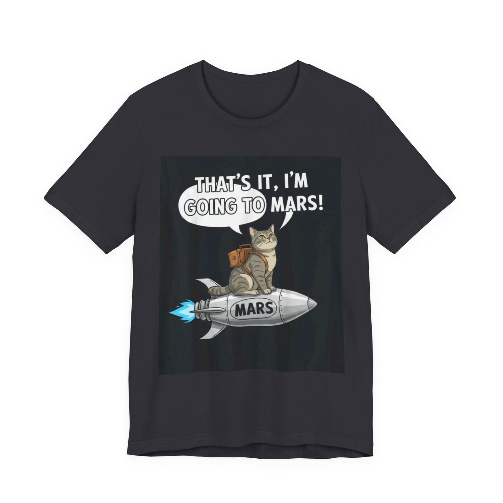 Cat on Rocket Going to Mars T-Shirt | Funny Space Graphic Tee - Image 9