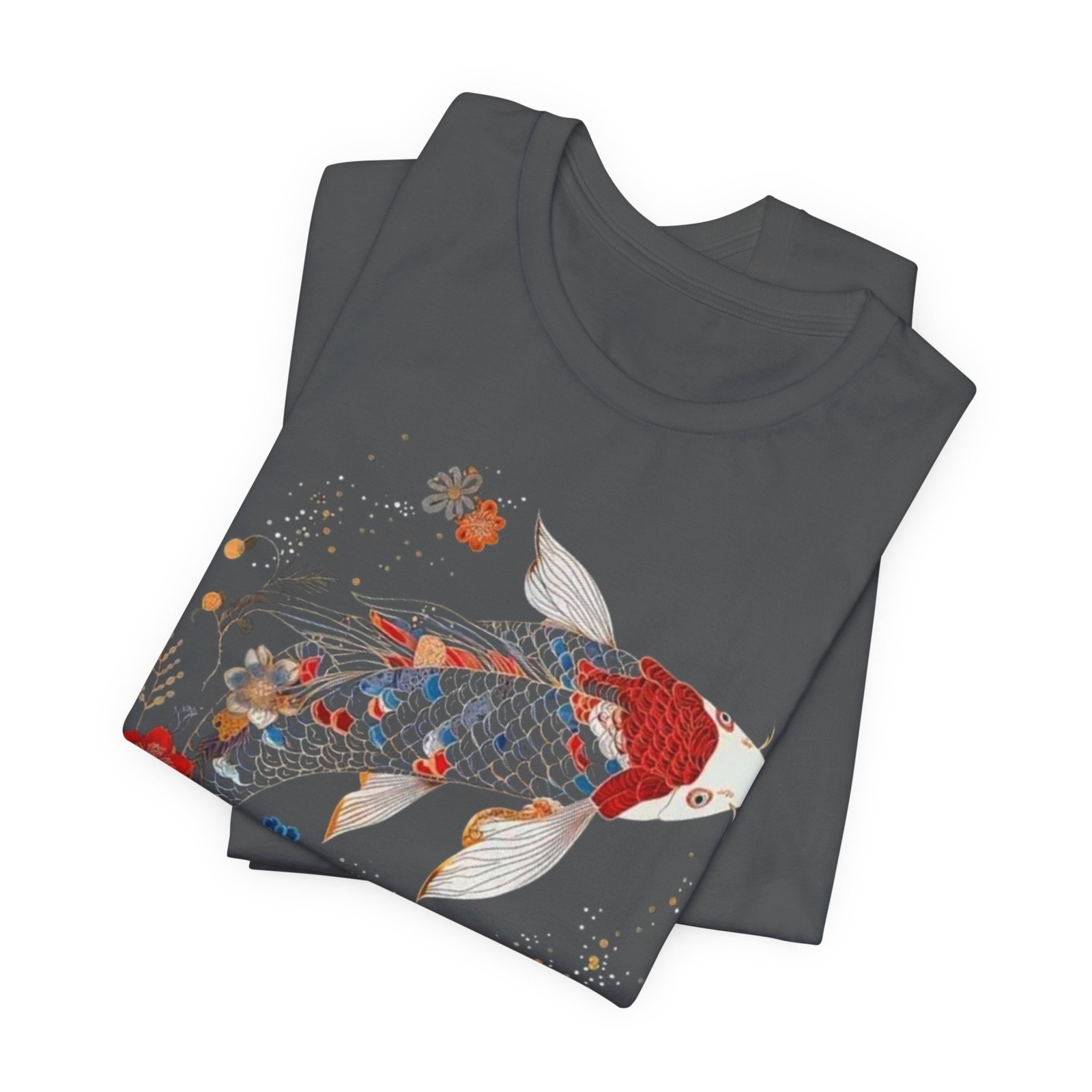 Koi Fish Illustration T-Shirt | Floral Japanese Carp Tee - Image 31