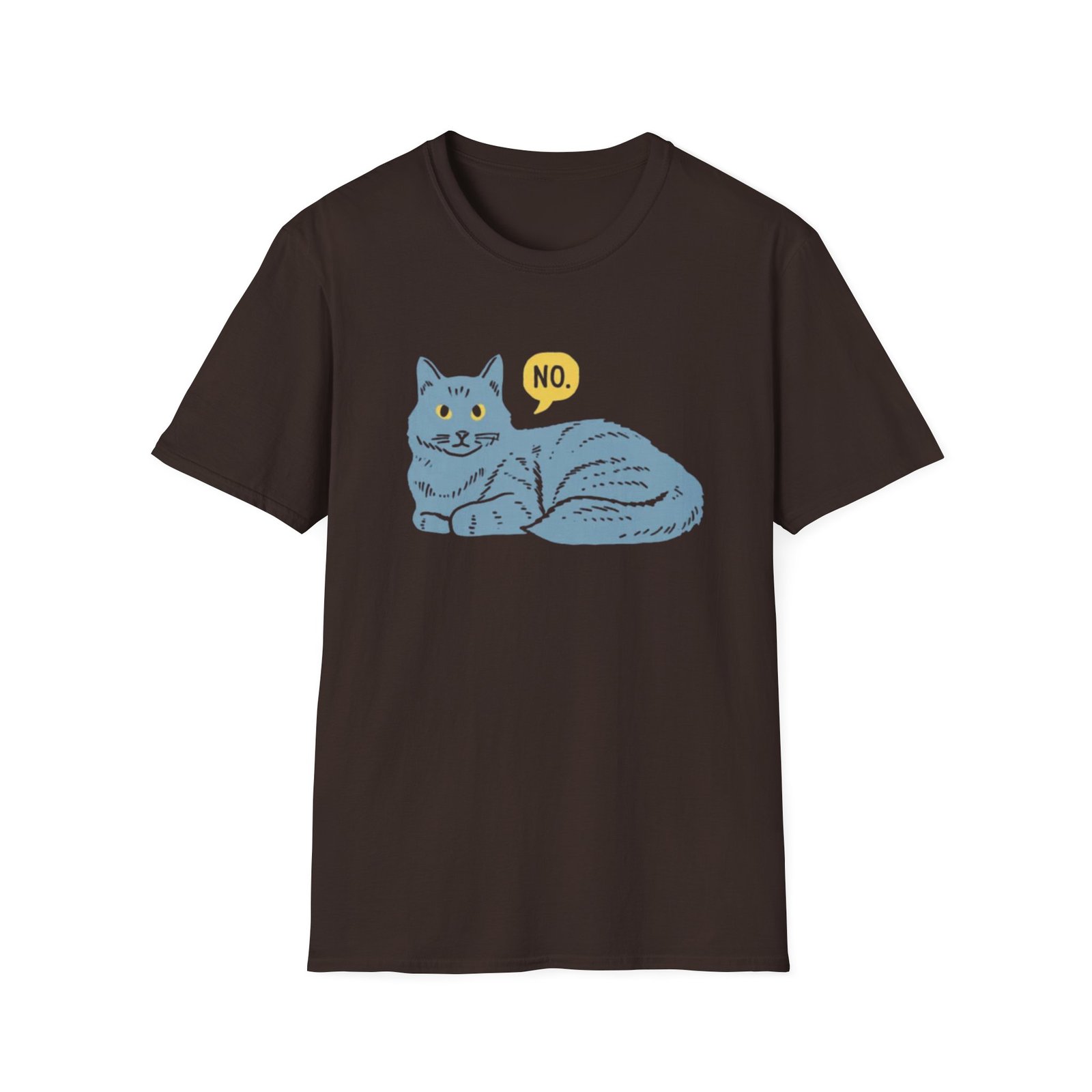 Lounge Cat Saying "No" T-Shirt | Illustrated Blue Cat Graphic Tee - Image 5