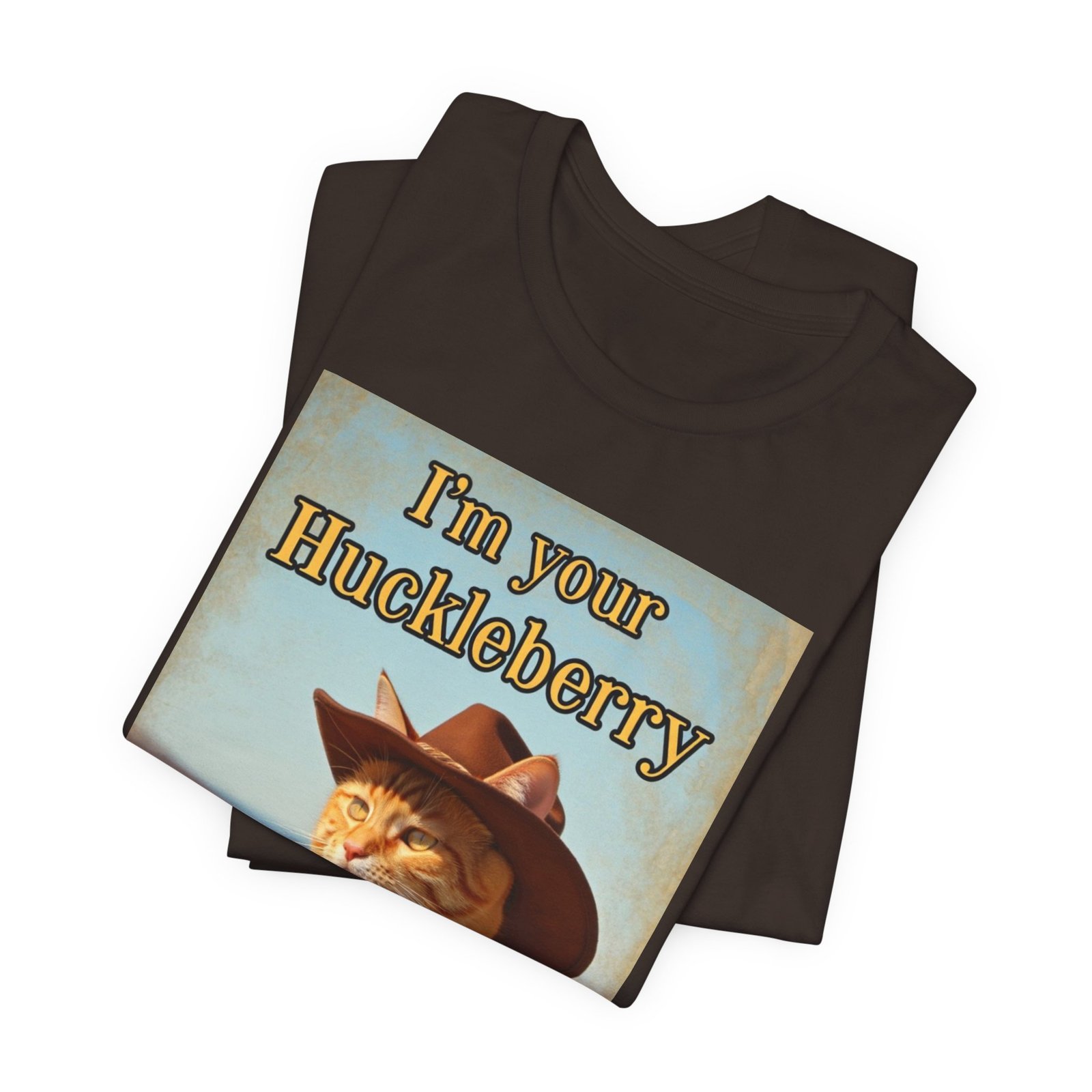 Im Your Huckleberry cat cowboy tee | Western Cat Graphic Tee - Image 4