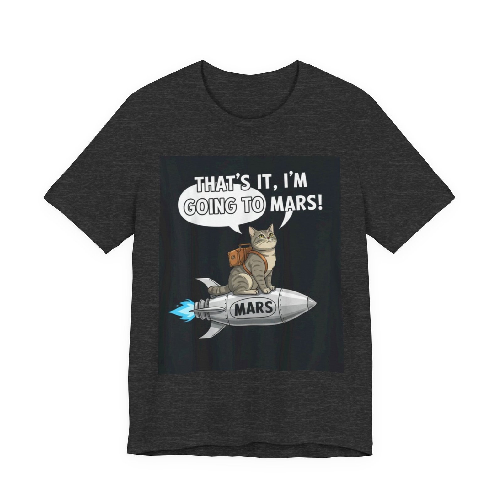 Cat on Rocket Going to Mars T-Shirt | Funny Space Graphic Tee - Image 13