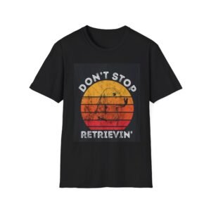 Don't Stop Retrievin' Golden Retriever Sunset T-Shirt | Retro Dog Design