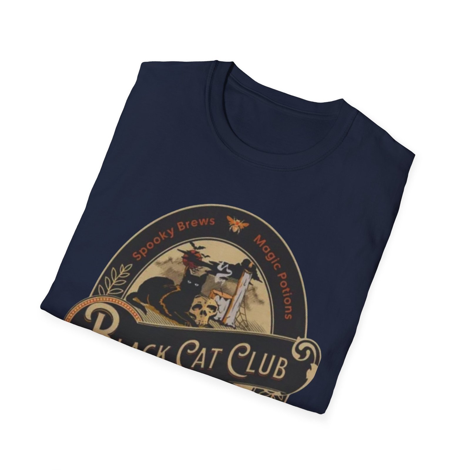 Black Cat Club T-Shirt | Vintage Halloween Moon Cat Design - Image 20