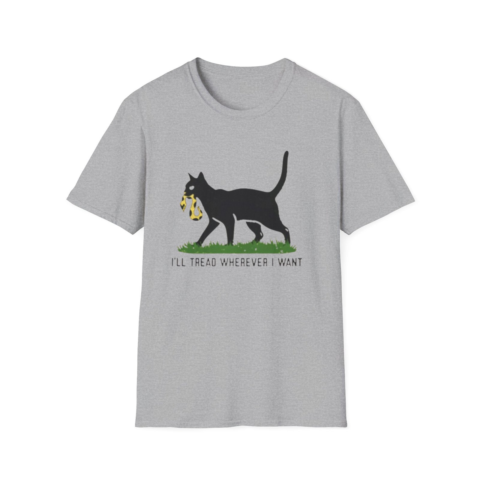 Black Cat Holding Snake T-Shirt | Ill Tread Wherever I Want