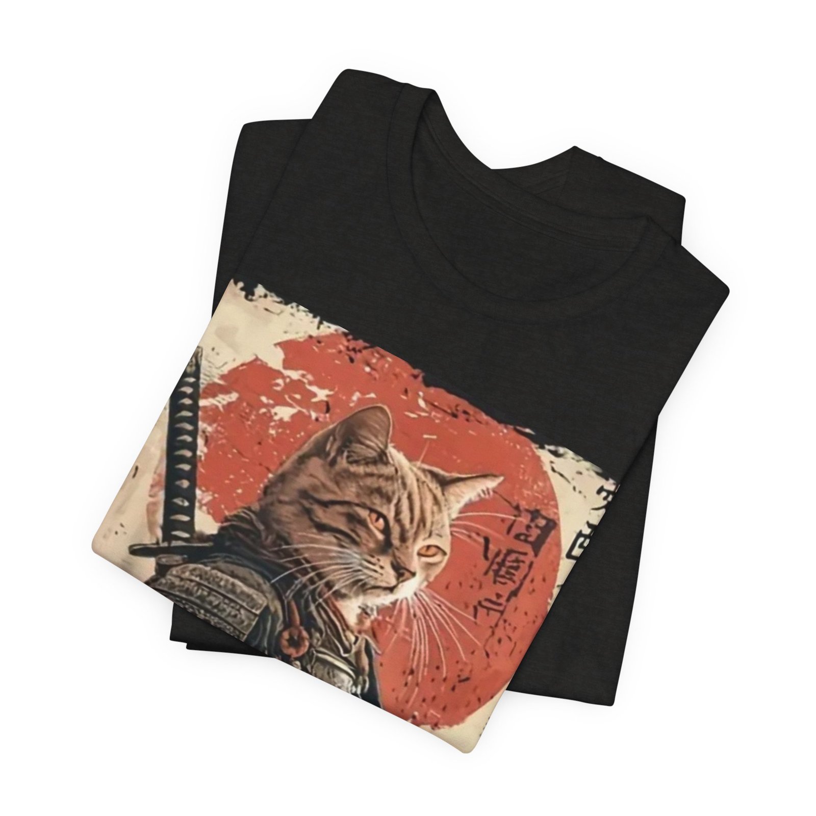 Samurai Cat illustration Tee | Kitty Warrior, Japanese Sun, Swords - Image 7