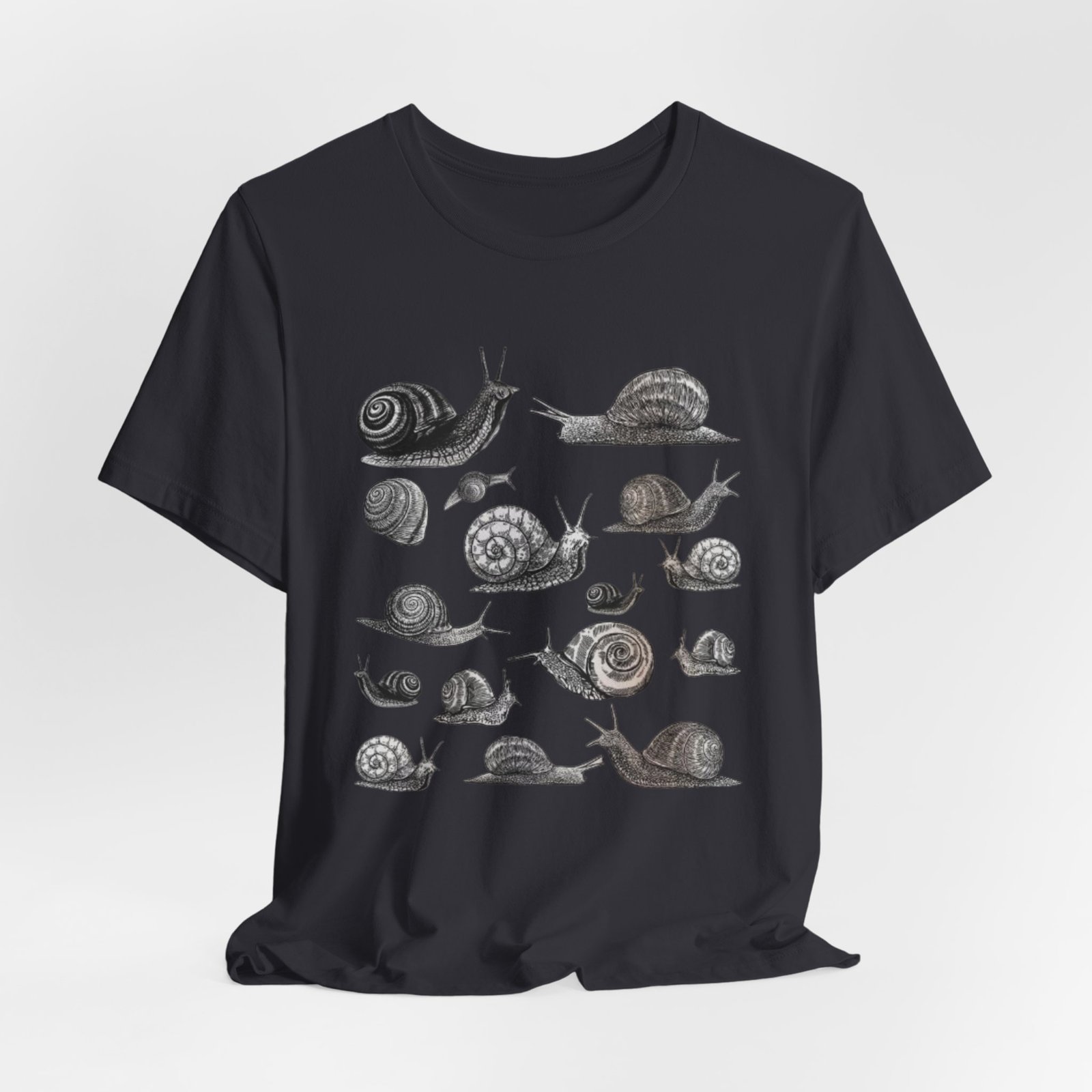 Black and White Snail Illustration Tee | Minimal Snail Art Tee - Image 28